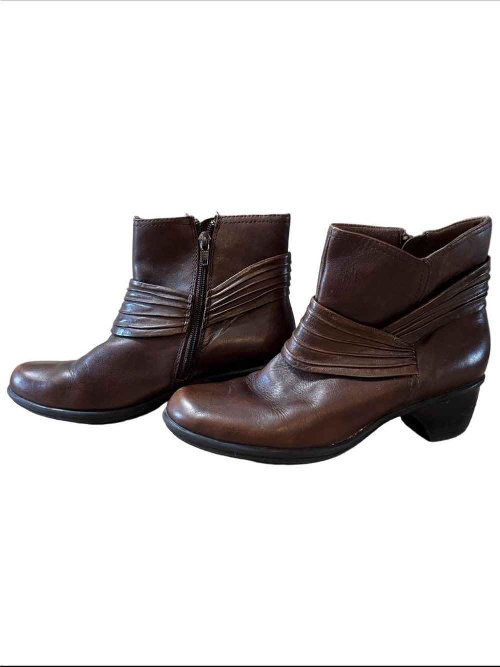 Clarks Wish Mood Rich Brown Leather Ankle Booties size 8